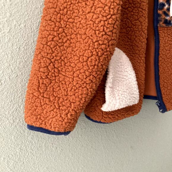 Cat & Jack Sherpa Zip Up Jacket - Animal Print, Rust - XS 4/5 - Picture 3 of 7